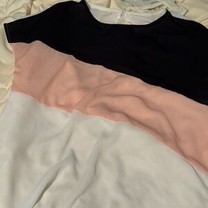 Black Pink & White Color Block Sheer Top Size M